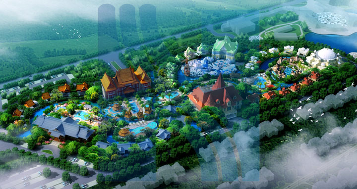 啟東海上威尼斯溫泉小鎮(zhèn)規(guī)劃設(shè)計鳥瞰圖