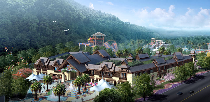 蘇州樂(lè)園森林水世界以森林為主題設(shè)計(jì)的綜合樓